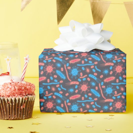 Gloeiende bacteriën micro-organisme roze blauw cadeaupapier (Verjaardagsfeest)