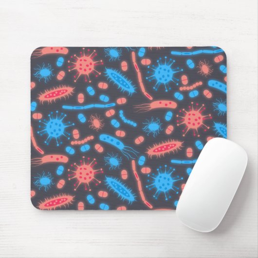Gloeiende bacteriën micro-organisme roze blauw muismat (Met muis)