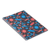 Gloeiende bacteriën micro-organisme roze blauw notitieboek (Rechterzijde)