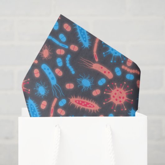 Gloeiende bacteriën micro-organisme roze blauw tissuepapier (Cadeauzakje)