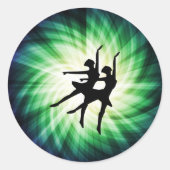 Gloeiende Ballerina's Ronde Sticker (Voorkant)