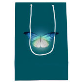 Gloeiende blauw-witte vlinders medium cadeauzakje (Achterkant)