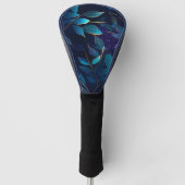 Gloeiende Blauwe Bladeren Golfkop Hoesje Golfheadcover (Voorkant)