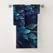 Gloeiende blauwe bladeren handdoek set (Insitu)
