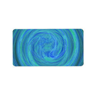 Gloeiende Blauwe Bol Orb Spiraal Abstract Fractal Etiket