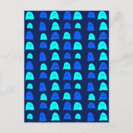 Gloeiende Blauwe Halloween Geesten Briefkaart