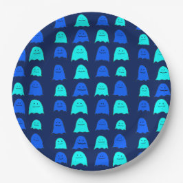Gloeiende Blauwe Halloween Geesten Papieren Bordje