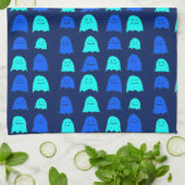 Gloeiende Blauwe Halloween Geesten Theedoek (Gevouwen)