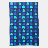 Gloeiende Blauwe Halloween Geesten Theedoek (Verticaal)