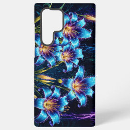 Gloeiende blauwe lelies nacht levendige bloemen fa samsung galaxy hoesje