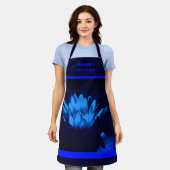 Gloeiende Blauwe Lotus Lelie Bloem Gepersonaliseer Schort (Gedragen)