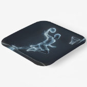 Gloeiende Blauwe Neon Basketbalspeler Papieren Bordje (Gebogen)