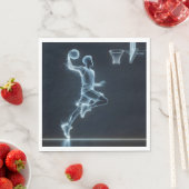 Gloeiende Blauwe Neon Basketbalspeler Servet (Insitu)