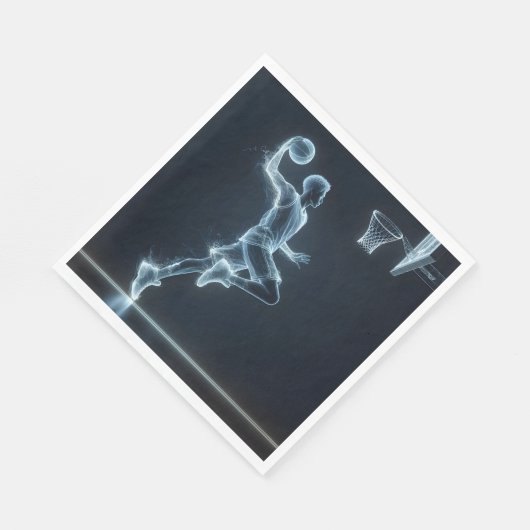 Gloeiende Blauwe Neon Basketbalspeler Servet (Hoek)