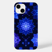Gloeiende Blauwe Paarse Bloemen iPhone Case (Achterkant)