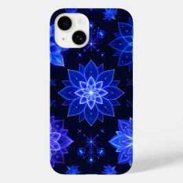 Gloeiende Blauwe Paarse Bloemen iPhone Case
