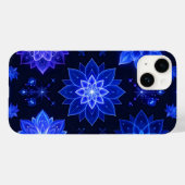 Gloeiende Blauwe Paarse Bloemen iPhone Case (Achterkant (horizontaal))
