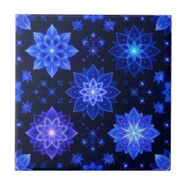 Gloeiende Blauwe Paarse Bloemen Tegel Tegeltje