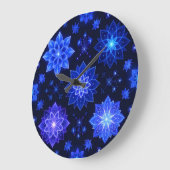 Gloeiende Blauwe Paarse Bloemen Wandklok (Hoek)