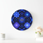 Gloeiende Blauwe Paarse Bloemen Wandklok (Huis)