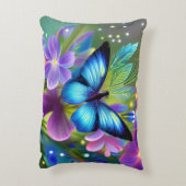 Gloeiende blauwe vlinder in Fairy Garden Accent Kussen (Achterkant (Verticaal))