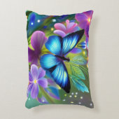 Gloeiende blauwe vlinder in Fairy Garden Accent Kussen (Voorkant(Verticaal))