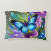 Gloeiende blauwe vlinder in Fairy Garden Accent Kussen (Achterkant)