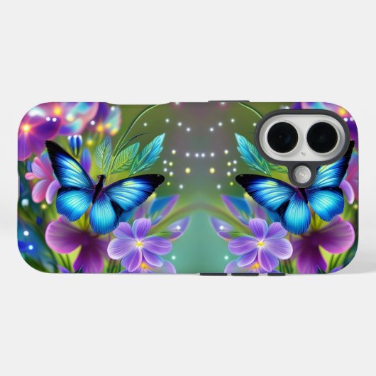 Gloeiende blauwe vlinder in Fairy Garden Case-Mate iPhone Case (Achterkant (horizontaal))