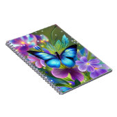 Gloeiende blauwe vlinder in Fairy Garden Notitieboek (Rechterzijde)