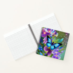 Gloeiende blauwe vlinder in Fairy Garden Notitieboek