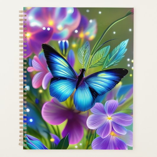 Gloeiende blauwe vlinder in Fairy Garden Planner (Voorkant)