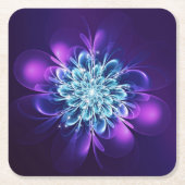 Gloeiende bloem Fractal Sparkles Indigo Kartonnen Onderzetters (Voorkant)