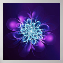 Gloeiende bloem Fractal Sparkles Indigo
