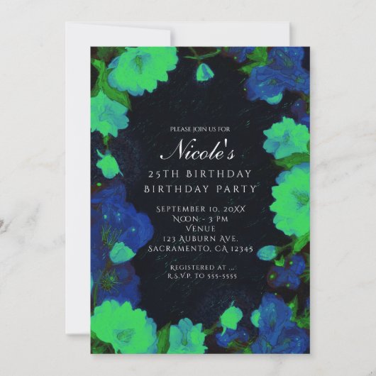 Gloeiende bloemen feest uitnodigingen die in het d (Voorkant)