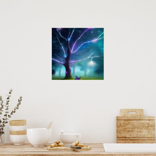 Gloeiende boom poster (Keuken)