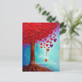 Gloeiende boom van harten valentijn briefkaart (Staand voorkant)