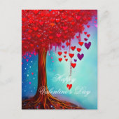 Gloeiende boom van harten valentijn briefkaart (Voorkant)