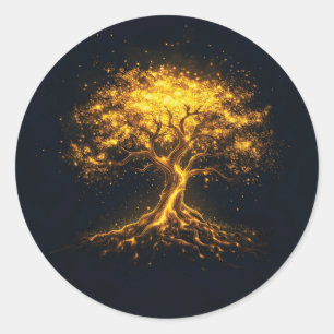 Gloeiende boom van het leven - mystiek en betovere ronde sticker