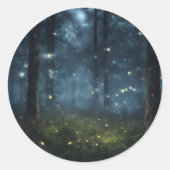 Gloeiende bosvuurvliegjes ronde sticker (Voorkant)