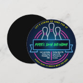 Gloeiende BOWLING BAL ROND Verjaardagsfeest Kaart (Voorkant / Achterkant)