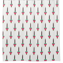  gloeiende bubbellamp op wit douchegordijn