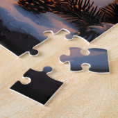 Gloeiende Chanoeka Menorah in een besneeuwd winter Legpuzzel (Zijkant)