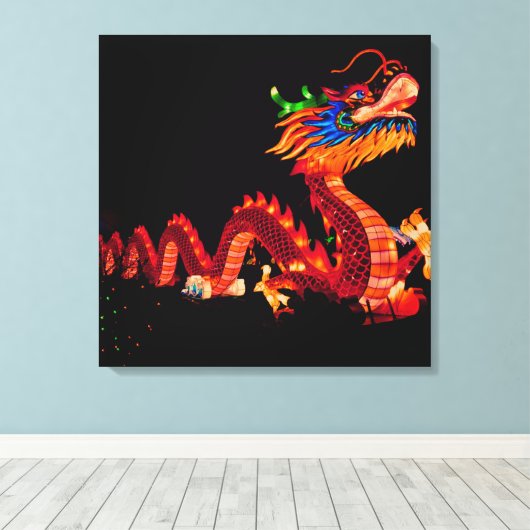 Gloeiende Chinese Parade Dragon Canvas Afdruk (Insitu (Houten vloer))