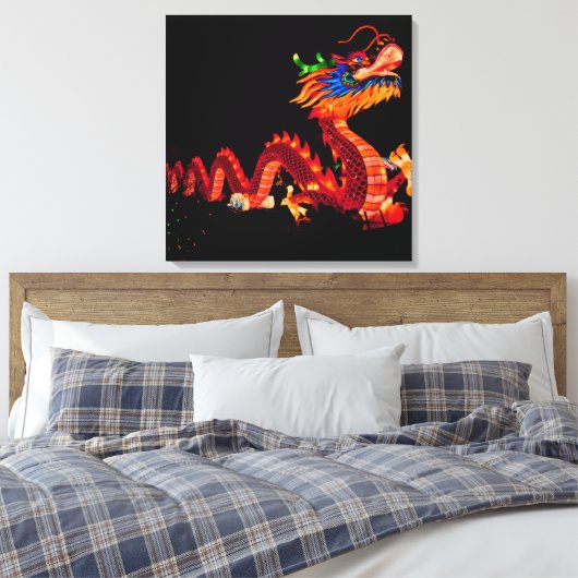 Gloeiende Chinese Parade Dragon Canvas Afdruk (Insitu (Slaapkamer))