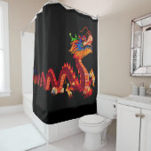 Gloeiende Chinese Parade Dragon Douchegordijn (In situ)