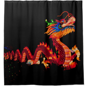Gloeiende Chinese Parade Dragon Douchegordijn