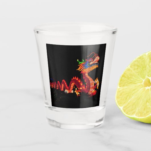Gloeiende Chinese Parade Dragon Shot Glas (Voorkant)