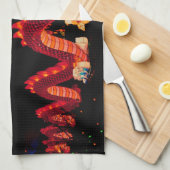 Gloeiende Chinese Parade Dragon Theedoek (Quarter Fold)