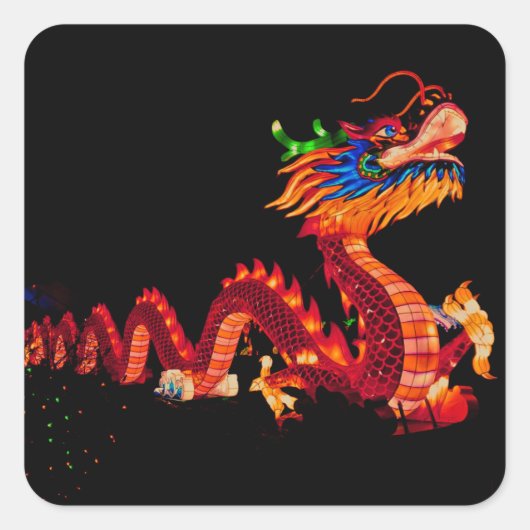 Gloeiende Chinese Parade Dragon Vierkante Sticker (Voorkant)