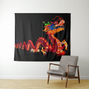 Gloeiende Chinese Parade Dragon Wandkleed